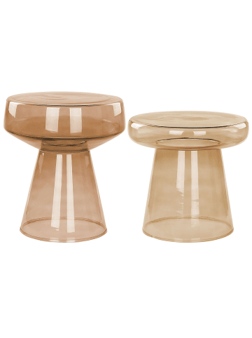 Beliani 2er-Set Beistelltisch LAGUNA/CALDERA in Braun