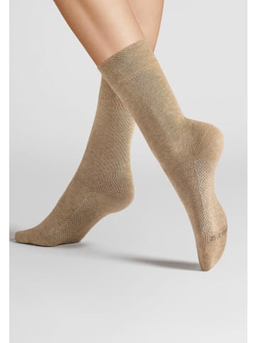 Hudson Socken Dry Cotton klimaregulierend in Beigemel.