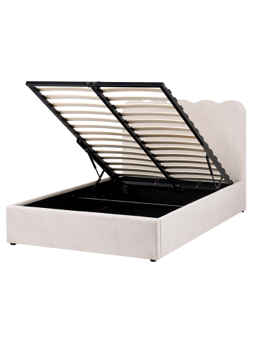 Beliani Doppelbett NANTERRE in Beige - (W) 127 x (H) 104 x (L) 215 cm