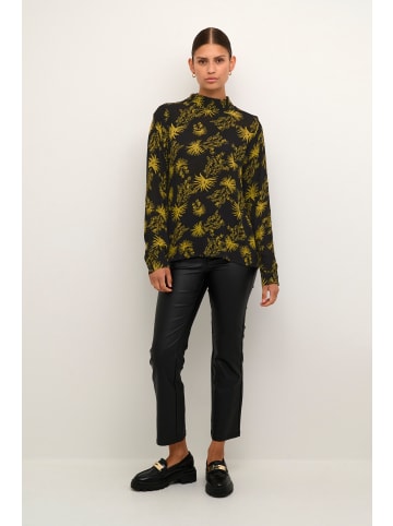 Kaffe Kurzarm-Bluse KAmerle in Black / Green Moss