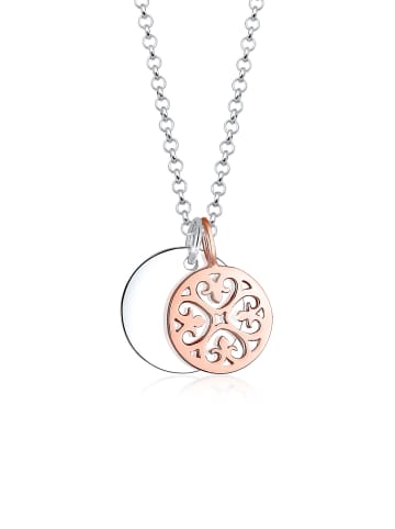 Elli Halskette 925 Sterling Silber Bi Color_Tri Color, Kreis, Ornament in Bunt