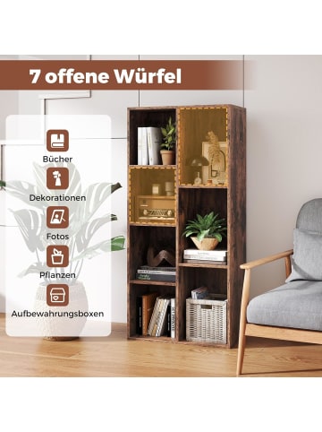 COSTWAY Bücherregal mit 7 Fächern in Weiß