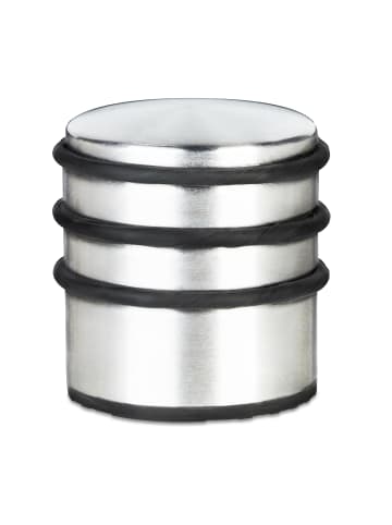 relaxdays 3 x Türstopper in Silber - (H)7,5 x Ø7 cm