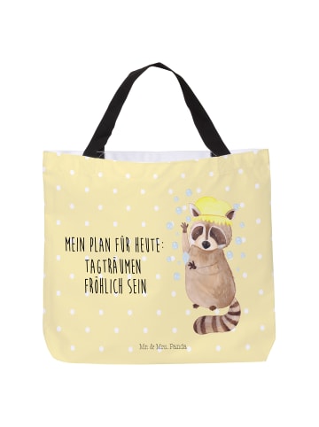 Mr. & Mrs. Panda Schultasche Waschbär mit Spruch in Gelb Pastell