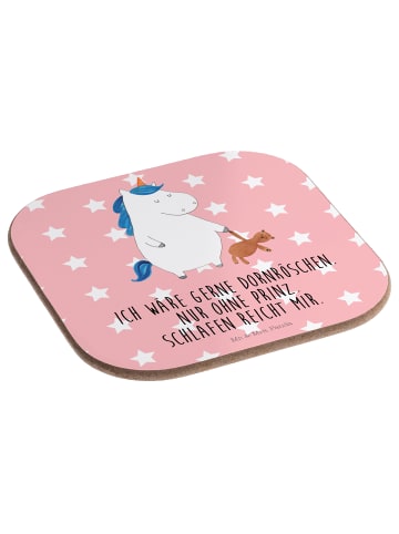 Mr. & Mrs. Panda Tischschoner Einhorn Teddy mit Spruch in Rot Pastell
