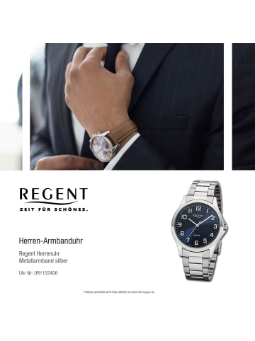 Regent Armbanduhr-Analog silber mittel (ca. 39mm) Regent Metallarmband