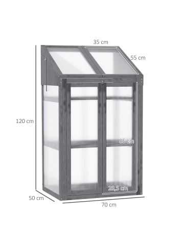 Outsunny Gewächshaus 70L x 50B x 120H cm Grau