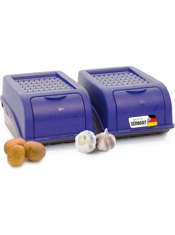 Novaliv Kartoffel Aufbewahrungsbox | 2x klein 3,5L | Marine BLAU | Zwiebelbox in blau