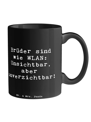 Mr. & Mrs. Panda Geschenktasse Spruch Bruder WLAN mit Spruch in Schwarz