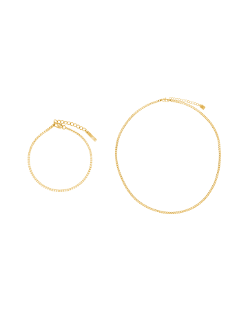 Steel_Art Schmuckset Herren mit Armband und Halskette Set Decus goldfarben in goldfarben