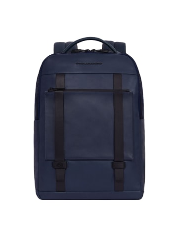 Piquadro David Rucksack RFID Schutz Leder 44 cm Laptopfach in blue