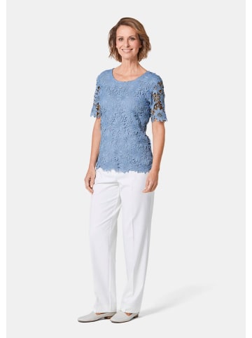 GOLDNER Spitzenbluse Festliche Bluse aus edler Spitze in regattablau