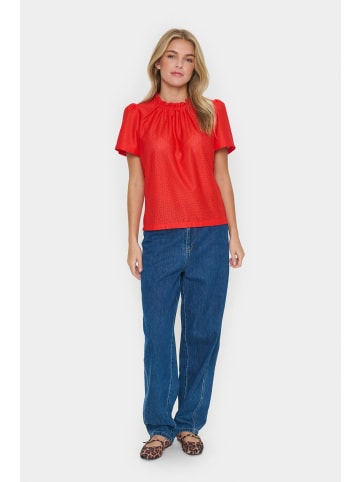 SAINT TROPEZ Kurzarm-Bluse JovitaSZ Gerade Passform in Flame Scarlet
