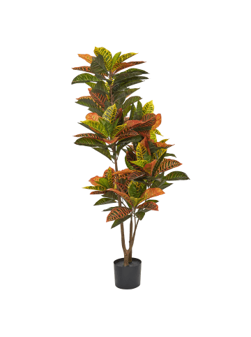Beliani Kunstpflanze CODIAEUM in Grün/Schwarz/Braun - (W) 75 x (H) 140 x (L) 75 cm