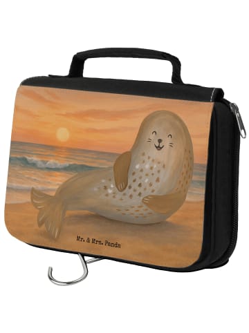 Mr. & Mrs. Panda Kosmetiktasche Robbe Lachen Design ohne Spruch in Weiß