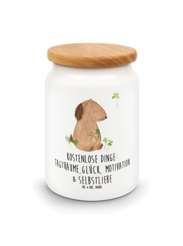 Mr. & Mrs. Panda Kaffeedose Hund Kleeblatt mit Spruch in Weiß