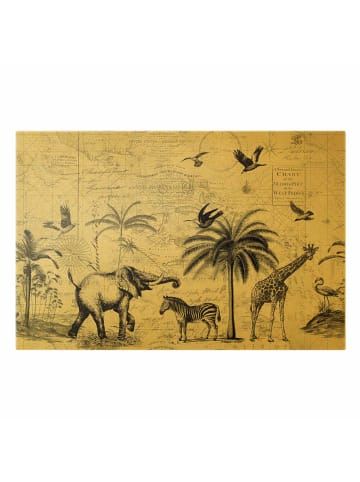 WALLART Leinwandbild Gold - Vintage Collage - Exotische Landkarte in Schwarz-Weiß