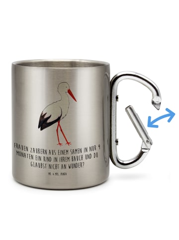 Mr. & Mrs. Panda Kaffeetasse Storch mit Spruch in Silber