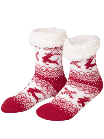 tectake Zweifarbige Socken für die Weihnachtszeit, rot/weiß