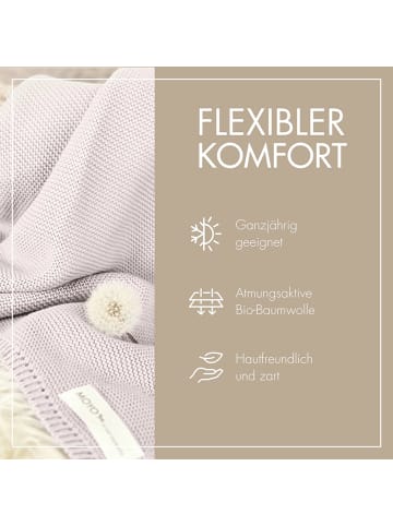 MOYO Babydecke Linksstrick Pointelle „Wilde Pusteblume“ in Grau - 75x100 cm