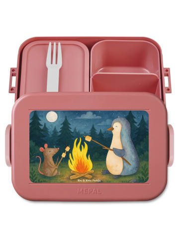 Mr. & Mrs. Panda Lunchbox Pinguin Lagerfeuer Design ohne Spruch in Rot Pastell
