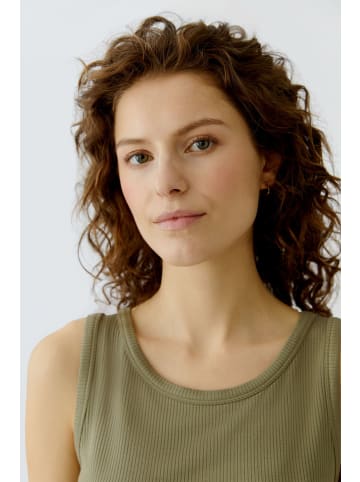 Oui FILIZ Top aus Viskose-Rippe in Green Garden