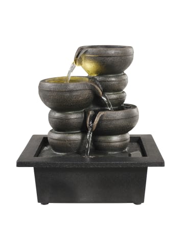 MARELIDA Kaskaden-Tischbrunnen mit LED Beleuchtung H25cm Zimmerbrunnen