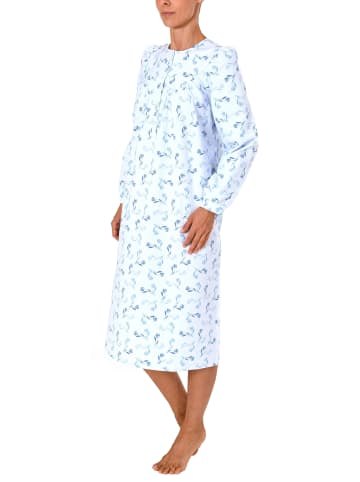 NORMANN Finett Nachthemd Knopfleiste am Hals - 37483 in blau