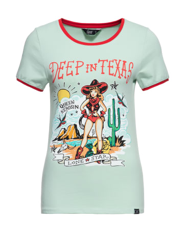 Queen Kerosin Queen Kerosin Contrast T-Shirt Deep in Texas in mint