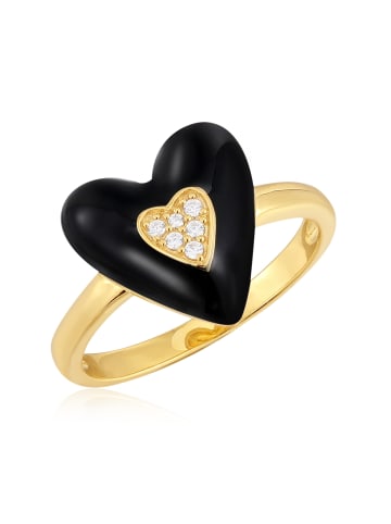 Glanzstücke München Ring Herz Sterling Silber Zirkonia in gelbgold