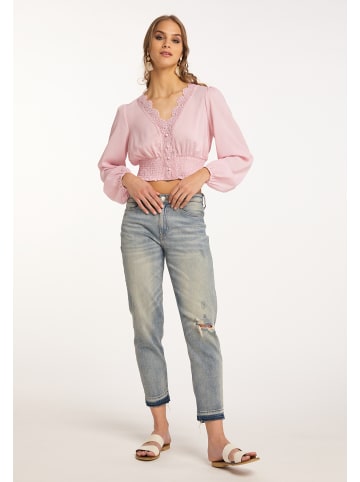 IZIA Cropped Bluse Langarm in Rosa