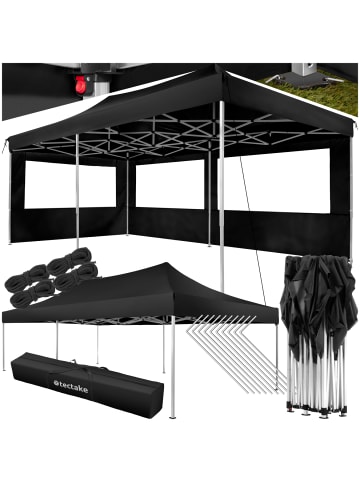 tectake Pavillon Viola inklusive Spannseilen, Heringen und Tragetasche, schwarz