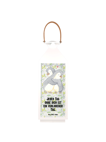 Mr. & Mrs. Panda Deko Laterne Pinguine Kuscheln mit Spruch in Transparent