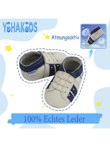 Yihakids Baby Krabbelschuhe aus Leder, weiche Lauflernschuhe mit rutschfester Sohle 
