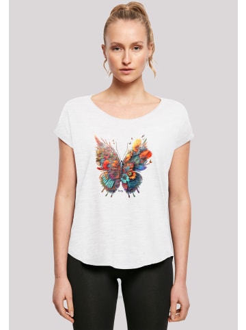 F4NT4STIC Long Cut T-Shirt Schmetterling Blumen in weiß