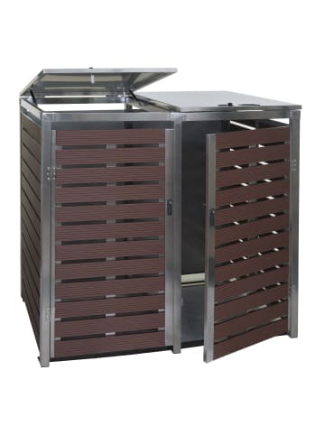 MCW XL 2er/4er Mülltonnenverkleidung K14, Walnuss-Holzoptik