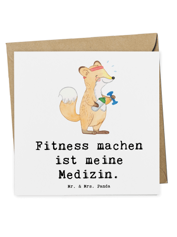 Mr. & Mrs. Panda Deluxe Karte Fuchs Fitness mit Spruch in Weiß