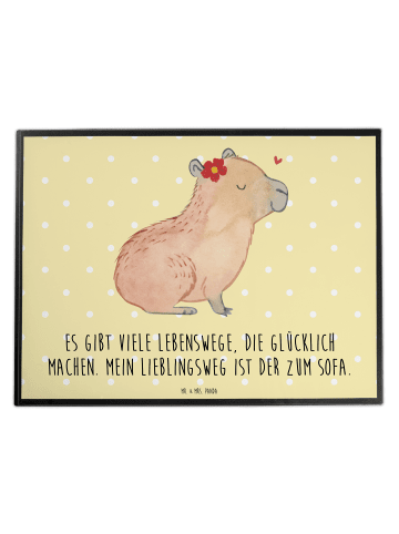 Mr. & Mrs. Panda Schreibtischunterlage Capybara Blume mit Spruch in Gelb Pastell