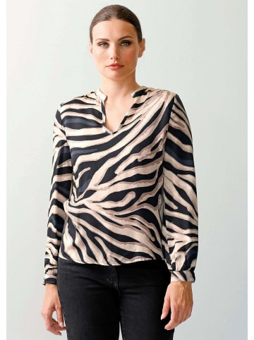 Alba Moda Bluse in Animaldessin in schwarz