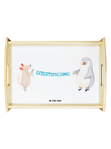 Mr. & Mrs. Panda Servier Tablett Maus Pinguin Geburtstag ohne Sp... in Weiß
