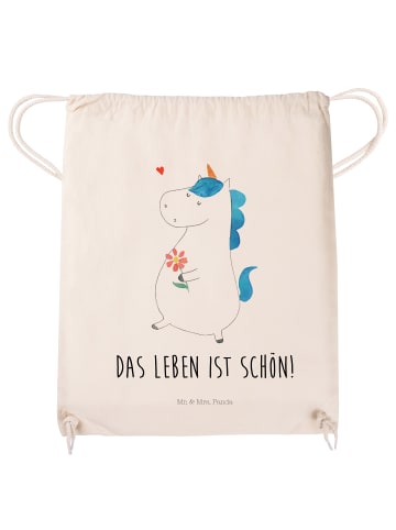 Mr. & Mrs. Panda Sportbeutel Einhorn Spaziergang mit Spruch in Creme