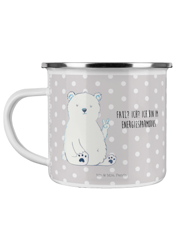 Mr. & Mrs. Panda Kaffeebecher Eisbär Faul mit Spruch in Grau Pastell