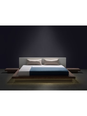 Beliani Doppelbett mit LED ZEN in Braun/Weiß - (W) 328 x (H) 86 x (L) 229 cm