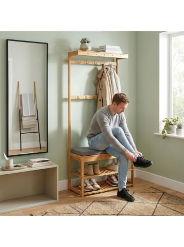 relaxdays Garderobenständer in Natur - (B)70 x (H)175 x (T)33 cm