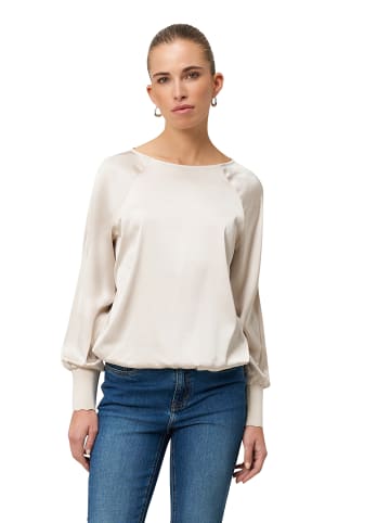 Zero  Satinbluse mit Strickbündchen in French Oak