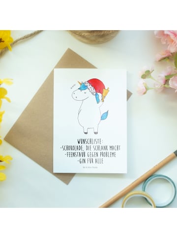 Mr. & Mrs. Panda Grußkarte Einhorn Weihnachtsmann mit Spruch in Weiß