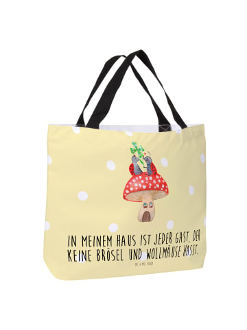 Mr. & Mrs. Panda Tasche Marienkäfer Fliegenpilz mit Spruch in Gelb Pastell