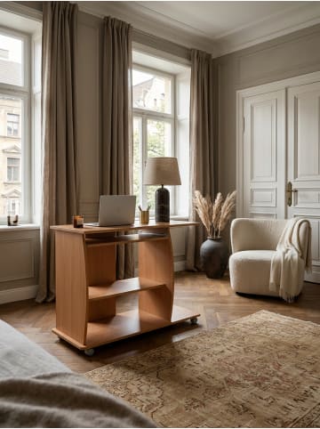 KADIMA DESIGN Computertisch GRASSE rollbar Buche 90 x 71 x 50 cm mit in Sonoma