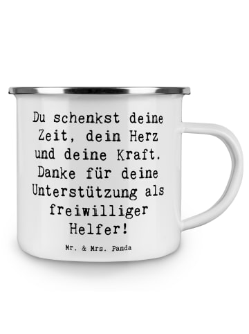 Mr. & Mrs. Panda Camping Emaille Tasse Spruch Freiwilliger Dank ... in Weiß