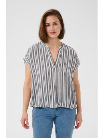 Kaffe Kurzarm-Bluse KAanja Regular fit in Black/Chalk Stripe